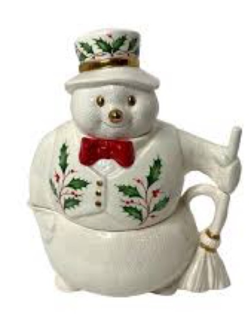 Lenox Holiday Snowman creamer & sugar stacking set